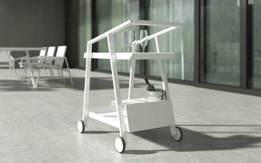 carrello vivande alluminio bianco portabottiglie