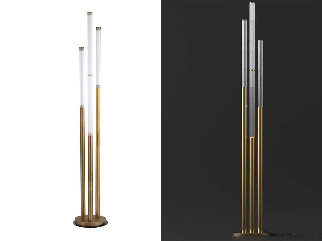 lampada terra gruppo canne bamboo stilizzate