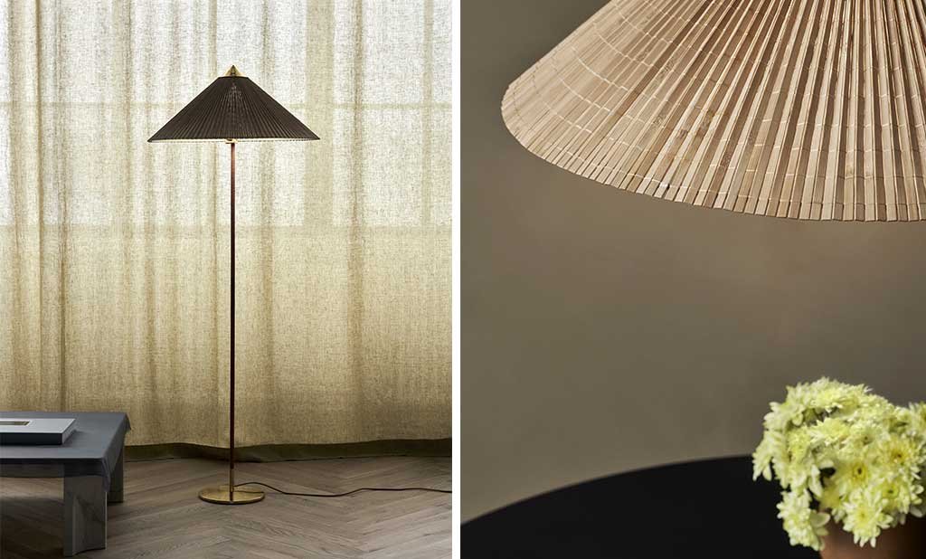 lampada terra stelo paralume bamboo