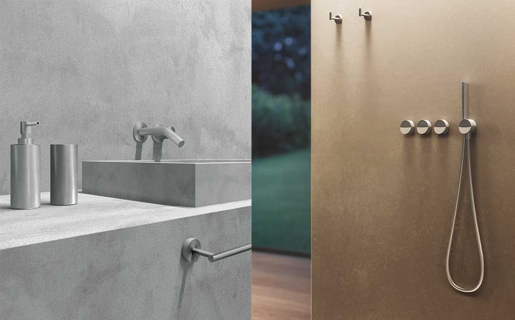 accessori bagno inox e doccetta parete doccia