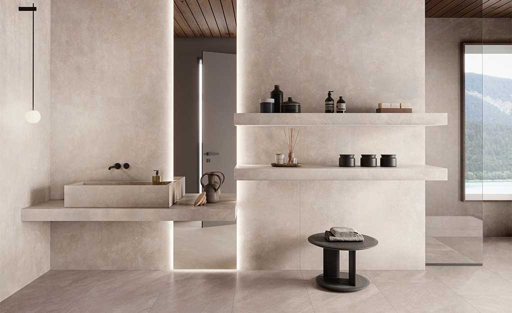 arredo bagno e complementi in gres porcellanato effetto pietra naturale