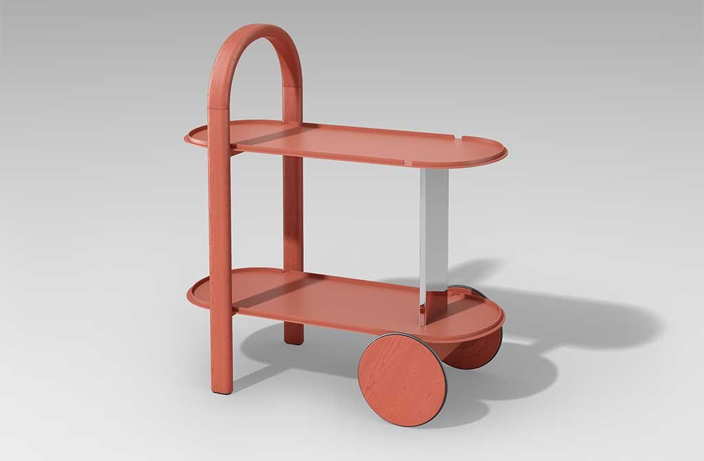 carrello porta vivande rosso salmone