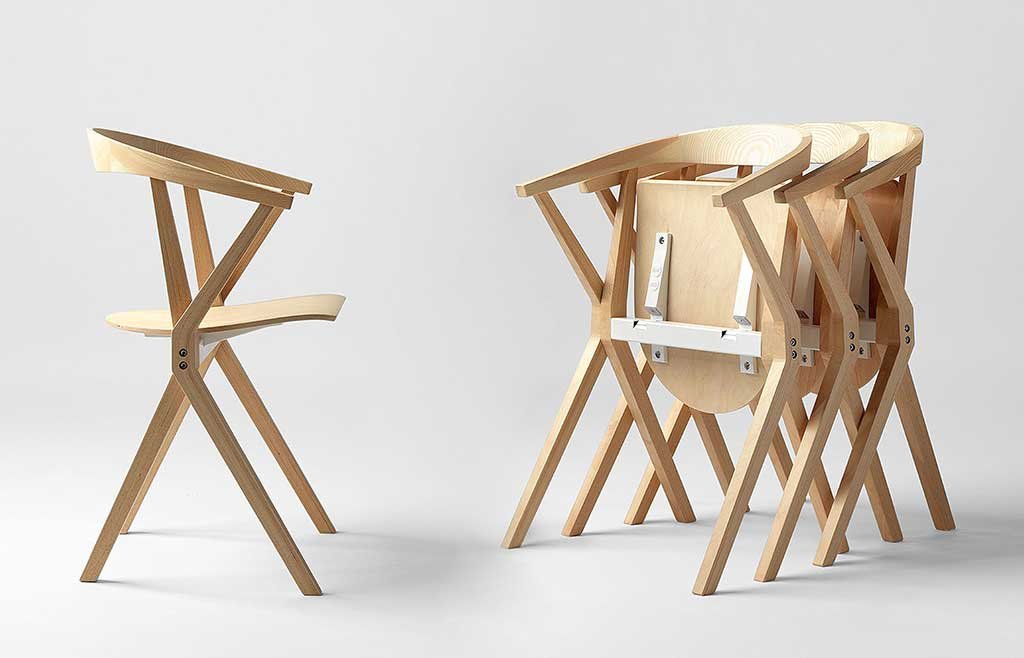 sedia pieghevole legno rotonda