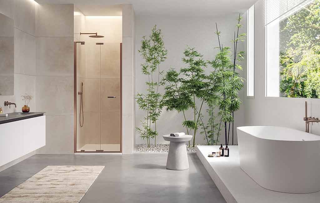 box doccia finiture rame perla