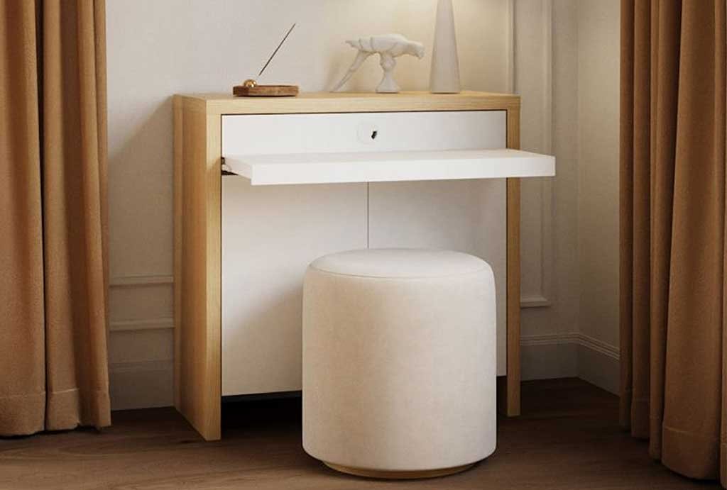 Space-saving retractable writing desk