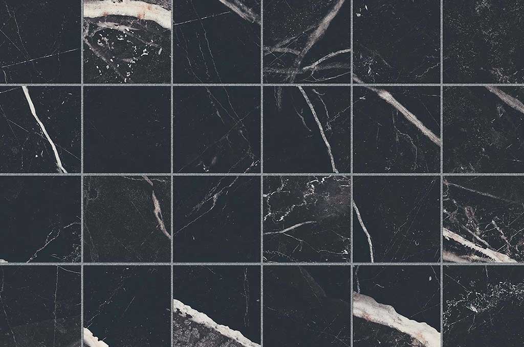 mosaico piastrelle effetto marmo nero