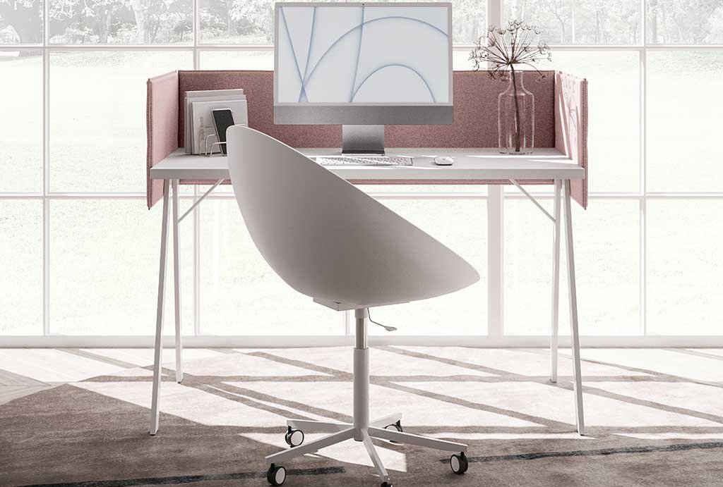 zalf compass desk with fabric riser
