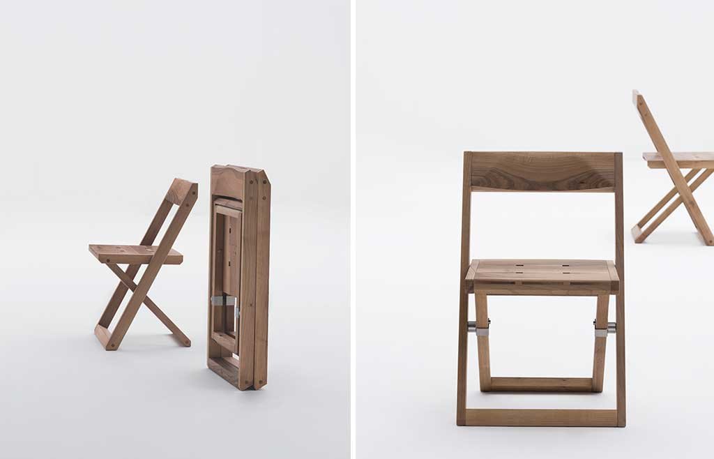 sedia pieghevole legno massello noce
