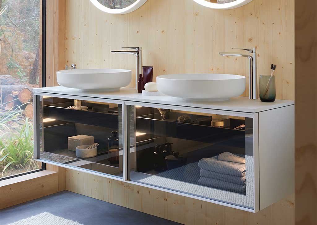 arredo bagno sospeso bianco doppia bacinella