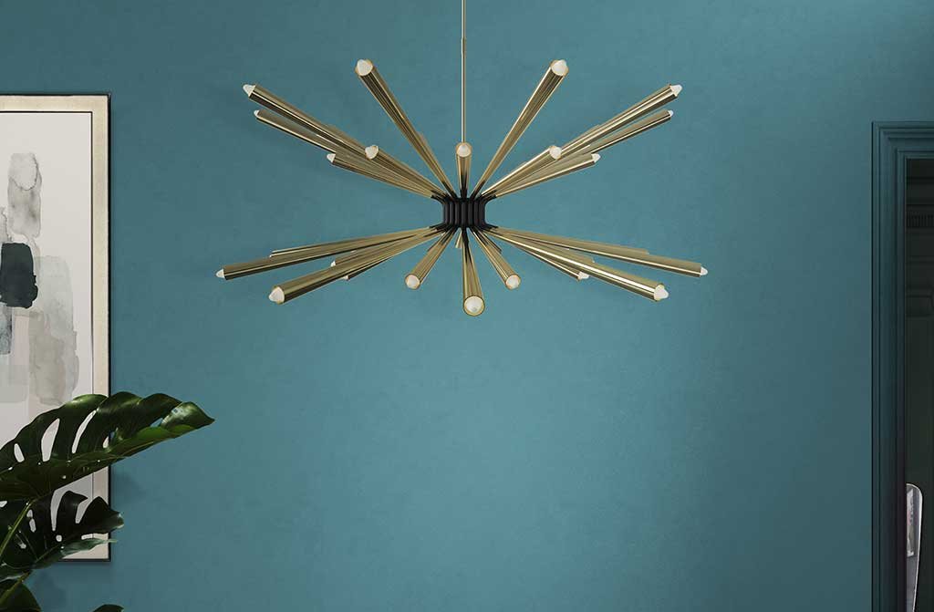 lampadario ottone punti luce canne a raggiera