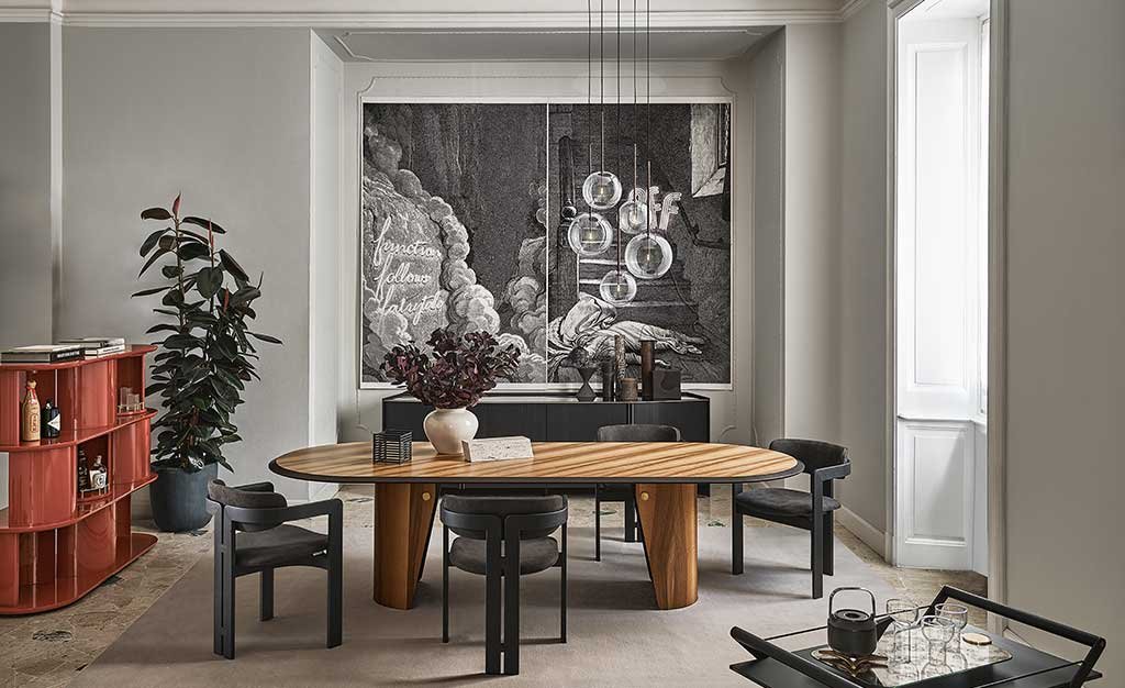 tavolo ovale piano legno noce