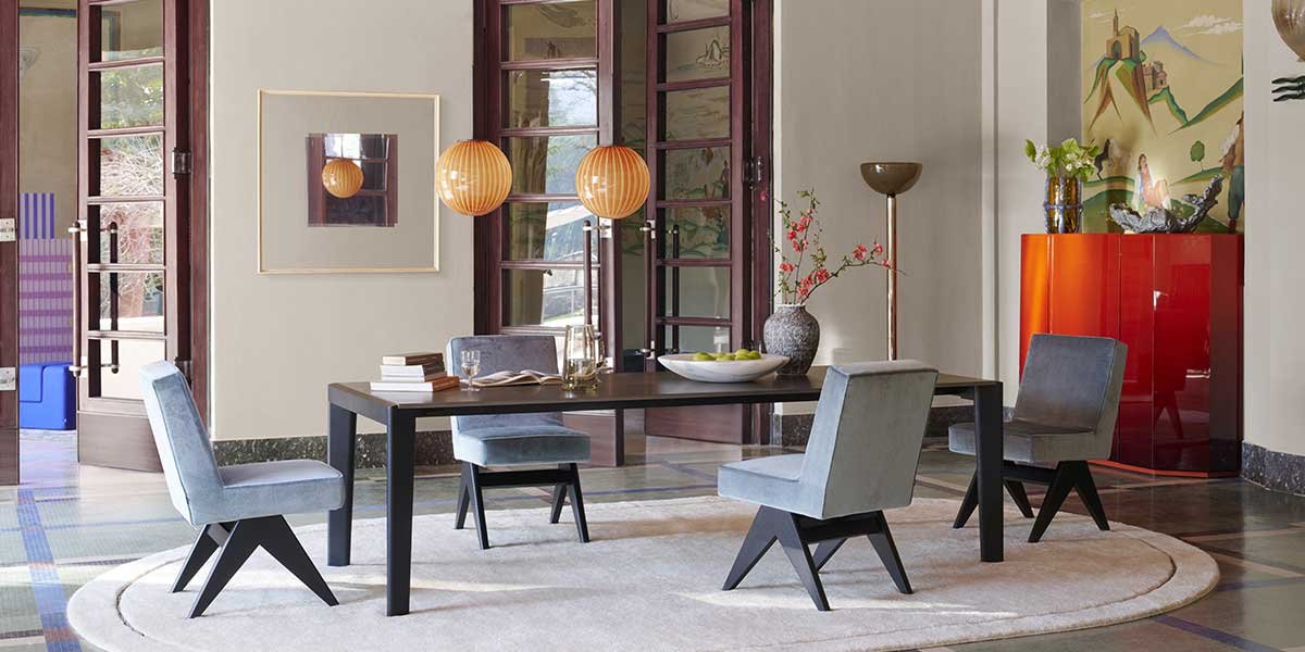 tavolo pranzo longplane gambe incastro piano scuro