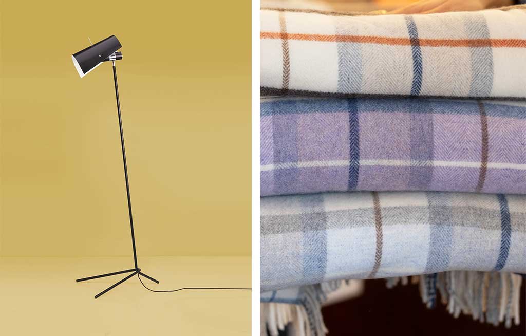 floor lamp and plaid