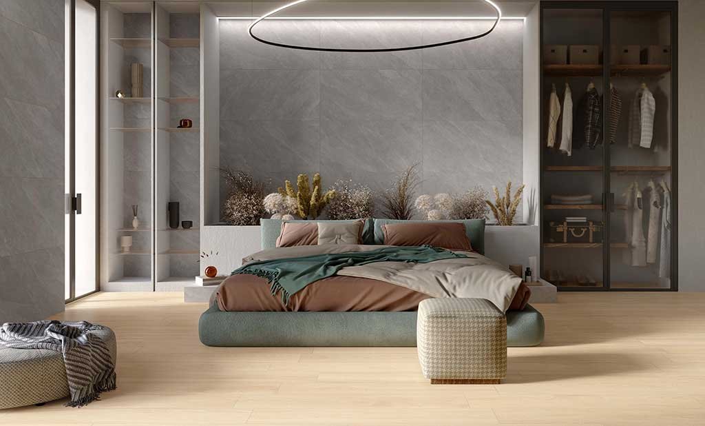 wood effect ceramic bedroom floor