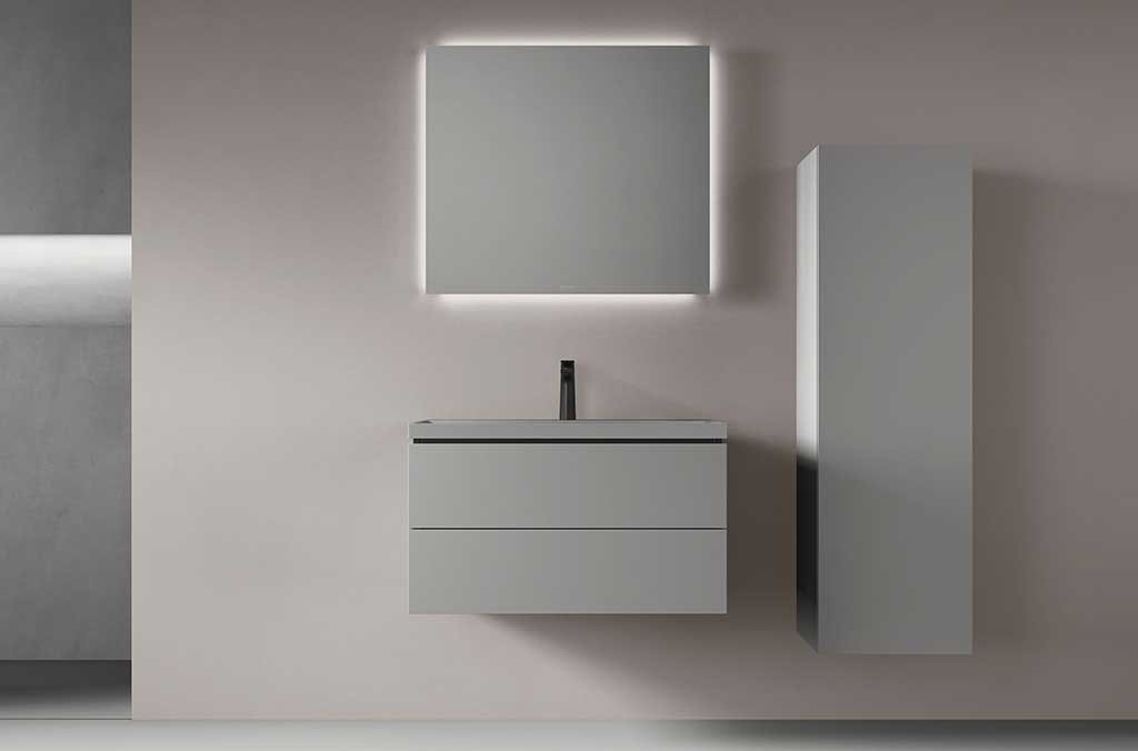arredo bagno grigio chiaro mobile sospeso