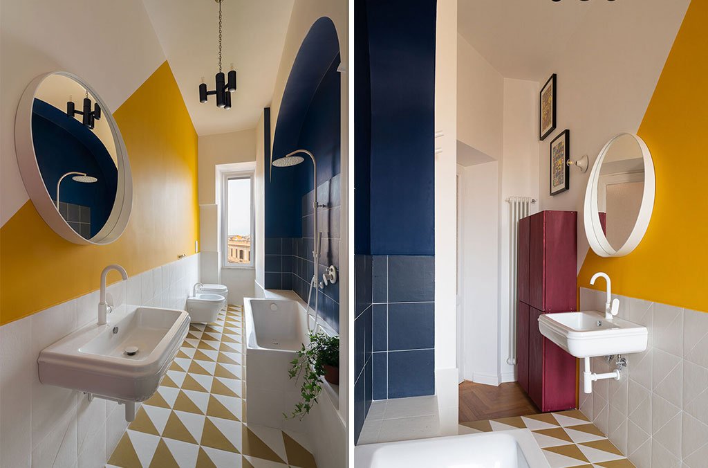 three-color bathroom tiles