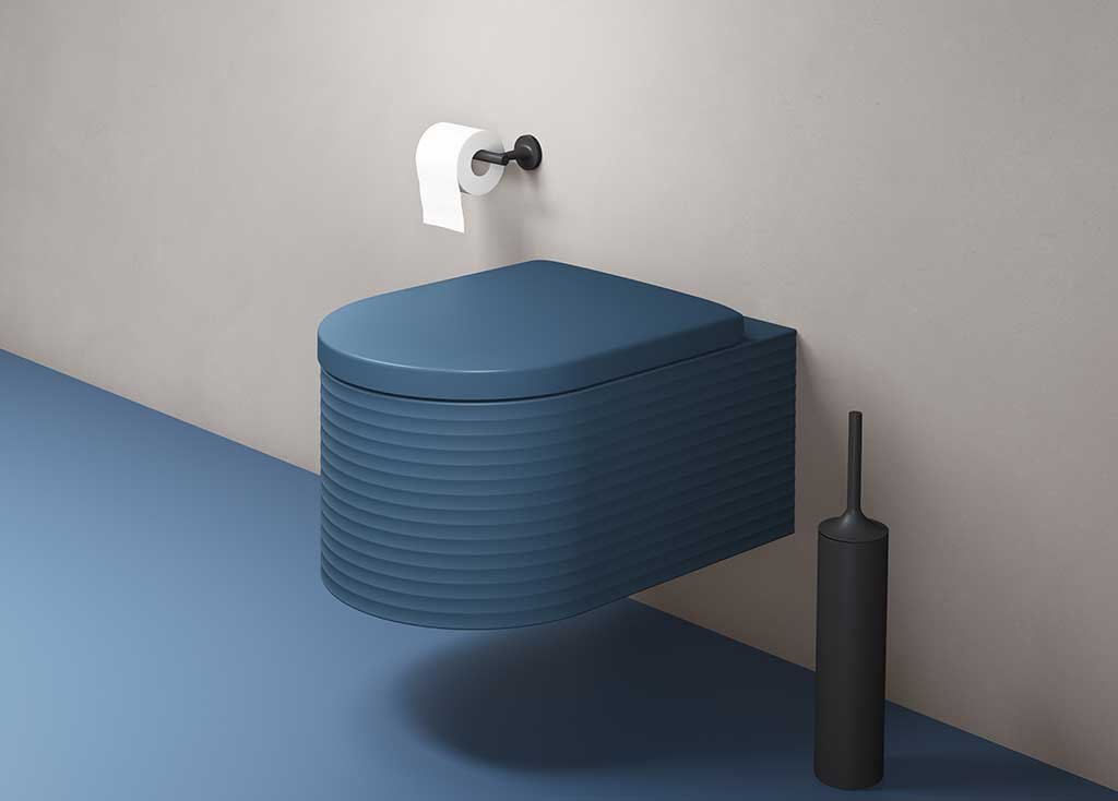 vaso sospeso wc blu decoro scanalato