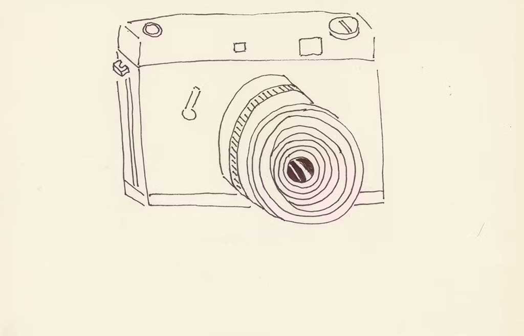 ettore sottsass inchiosro su carta disegno macchina fotografica