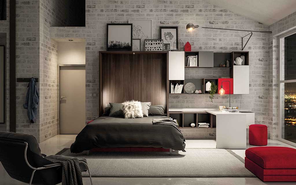 letto scomparsa parete con divano