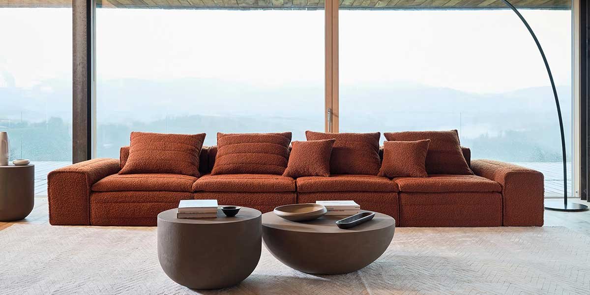 grande diavno living tessuto tavolinetti lampada arco