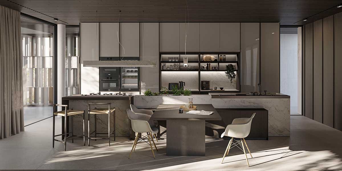 cucina a vista living