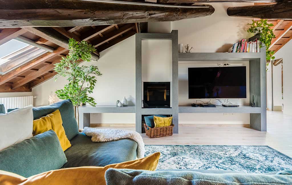 mobile muratura living rivestito gres antracite
