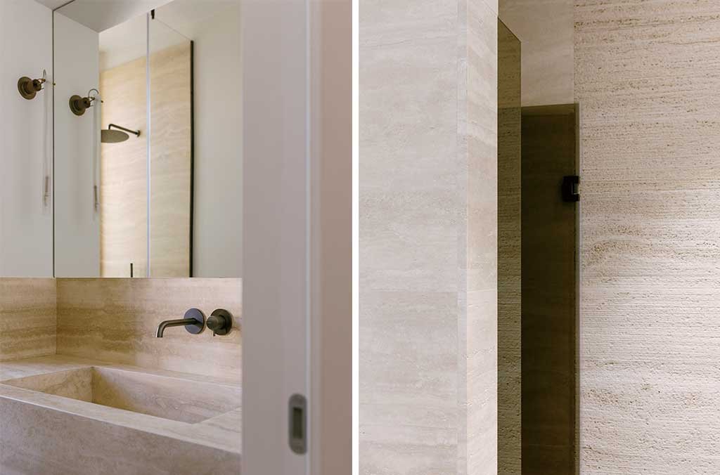 bagno rivestimento pietra rosa