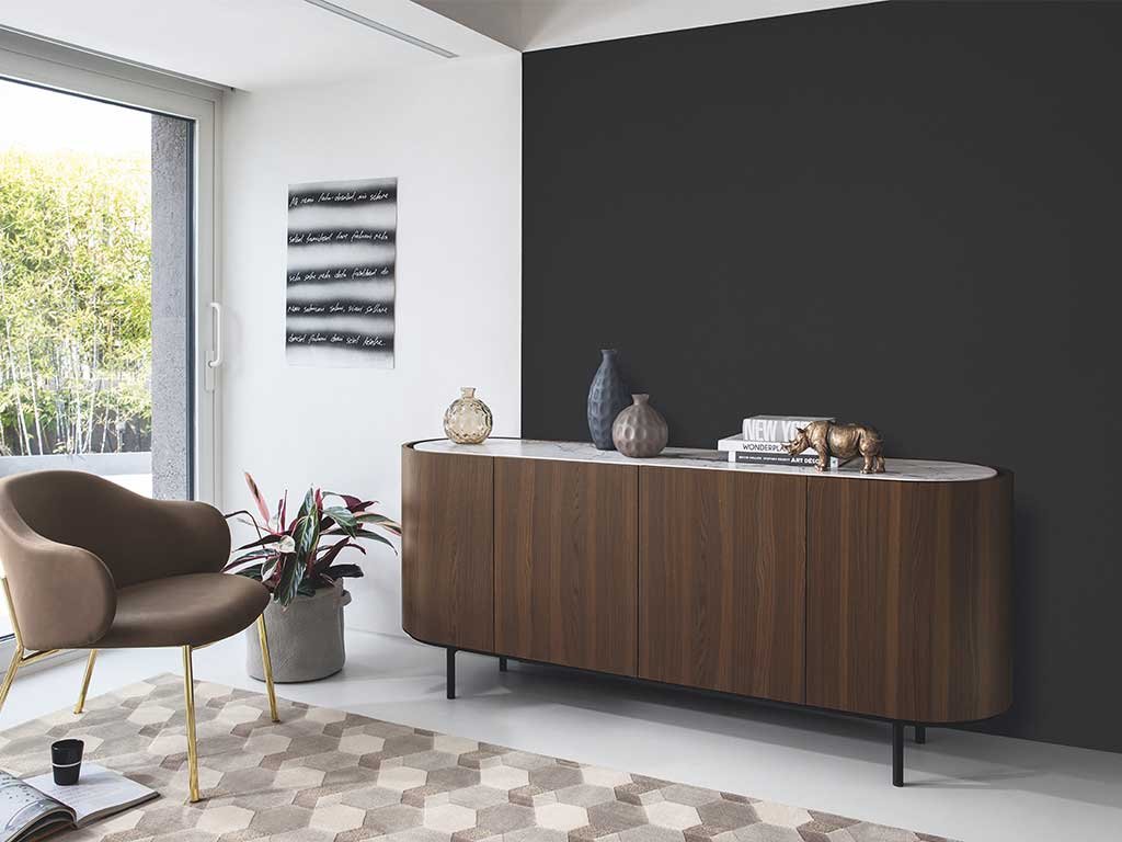 madia ovale design legno