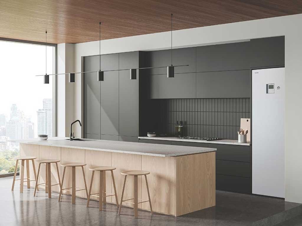 modulo pompa di calore inserito incasso cucina