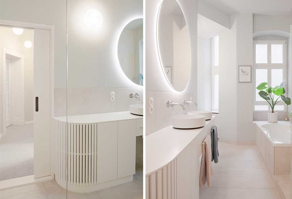 white and pink bathroom