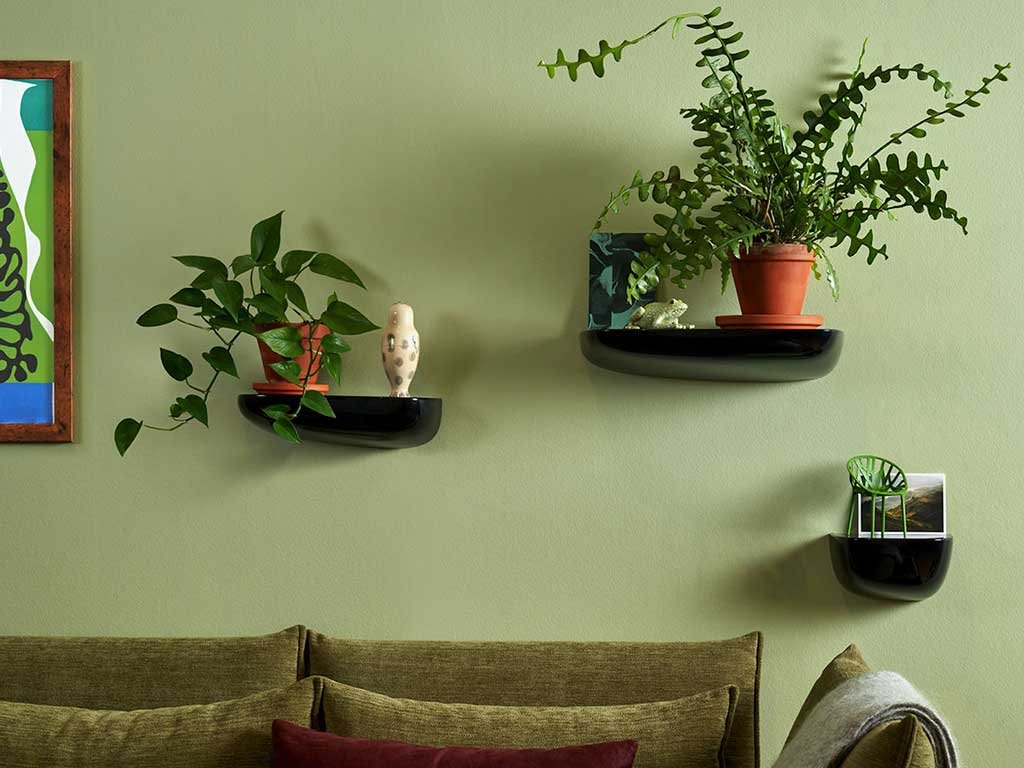 Black plastic storage shelf