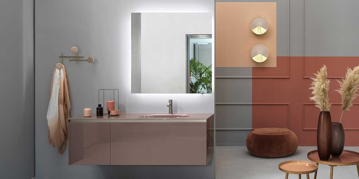 arredo bagno sospeso color tortora