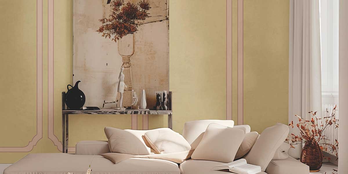 carta parati living beige