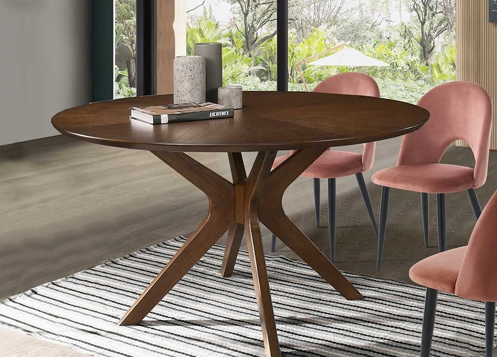 East West Furniture Trenton Set Da Pranzo 5 Pezzi, Tavolo Rotondo 107 Cm E 4 Sedie, Cucina, Nero E Ciliegia