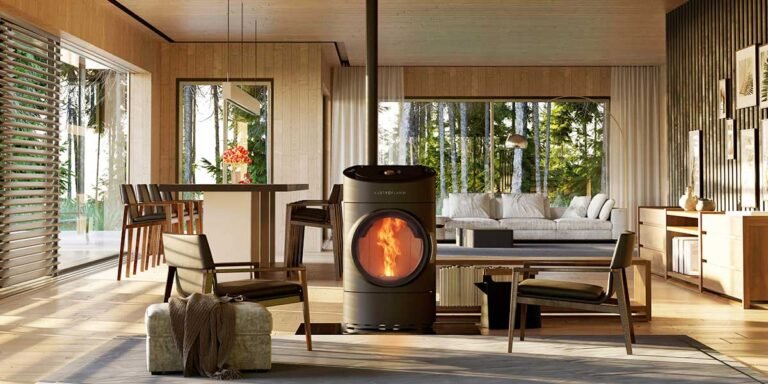 Stufa-a-pellet-Clou-di-Austroflamm oblo circolare
