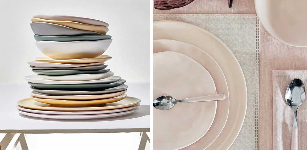 set piatti gres porcellanato tinta unita