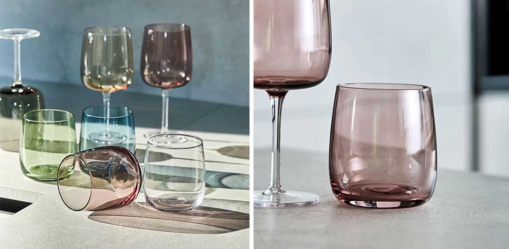 bicchieri acqua vetro soffiato artigianale colorati