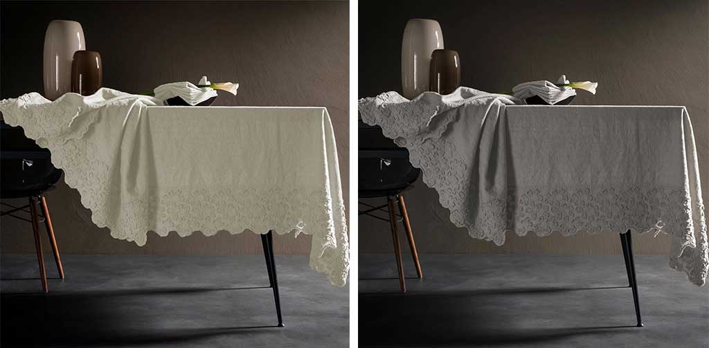 tovaglia puro lino stonewashed con balza ricamata fiori