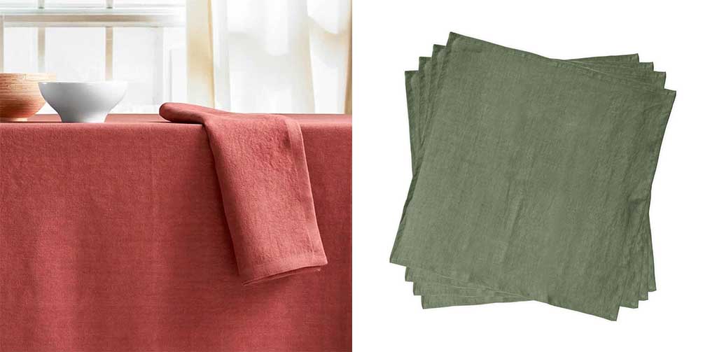 set tovaglioli puro lino stonewashed colorati